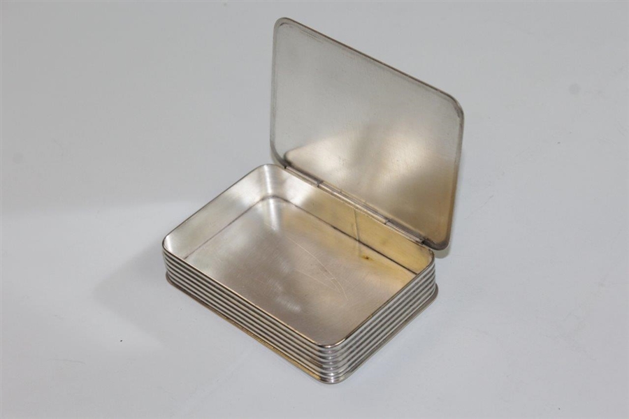 Silver Plated Trinket Box with Caddie & Clubs in Bas-Relief on Cover