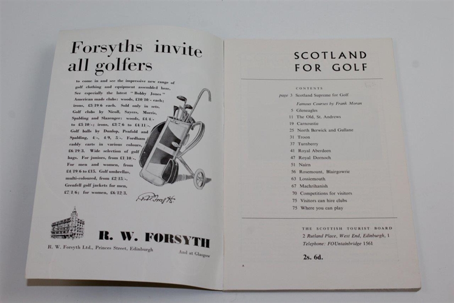 1962 'Scotland For Golf' A Scottish Tourist Board Course Guide by Frank Moran