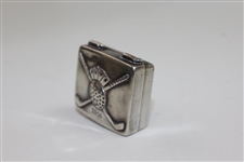 Sterling Silver Crossed Clubs Golf Themed GP Pill Box in Suitcase Design with April 10, 1956