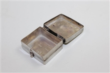 Sterling Silver Crossed Clubs Golf Themed GP Pill Box in Suitcase Design with April 10, 1956