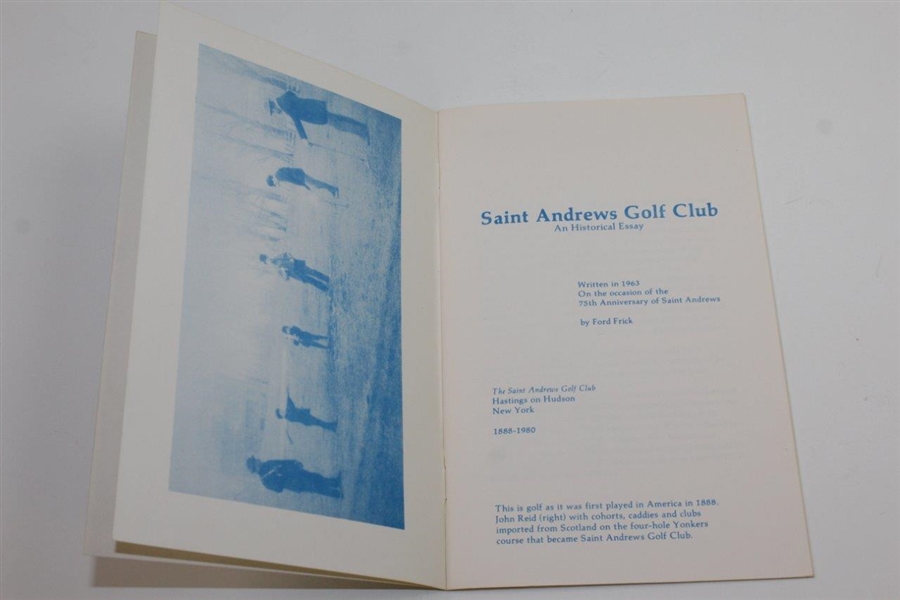 1980 'Saint Andrews Golf Club: An Historical Essay' by Ford Frick (St. Andrews Member & Baseball Commish)