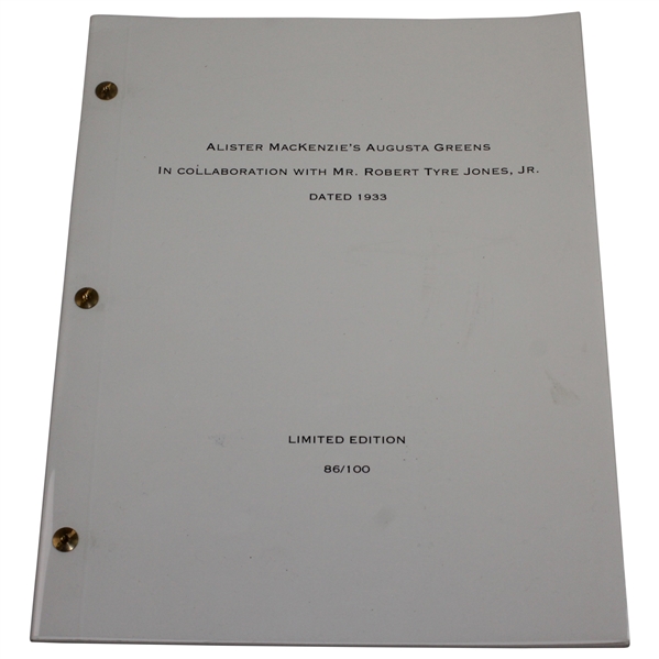 Alister Mackenzie’s Augusta 1933 Greens Plans 2013 Ltd Ed. 86/100 Facsimile Booklet