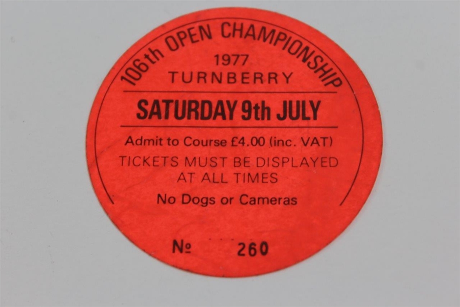 1977 OPEN at Turnberry Program with Course Map & Final Day Ticket #260 - Tom Watson Winner