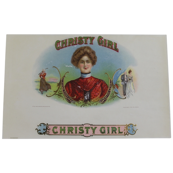 Vintage Christy Girl Lady Golfer by Maryland Litho Co. - 10 x 6 1/2