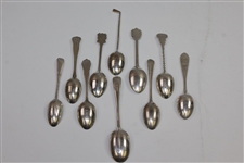 Ten (10) Various Antique Sterling Silver Golf Themed Spoons
