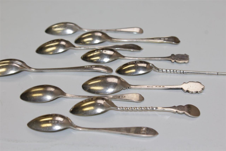 Ten (10) Various Antique Sterling Silver Golf Themed Spoons