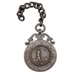 Vintage Silver Unmarked Pre-Swing Golfer 1" Medal with Chain
