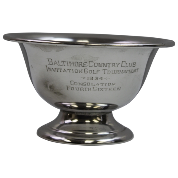 1934 Baltimore Country Club Invitational Tournament Sterling Consolation Fourth Sixteen Bowl