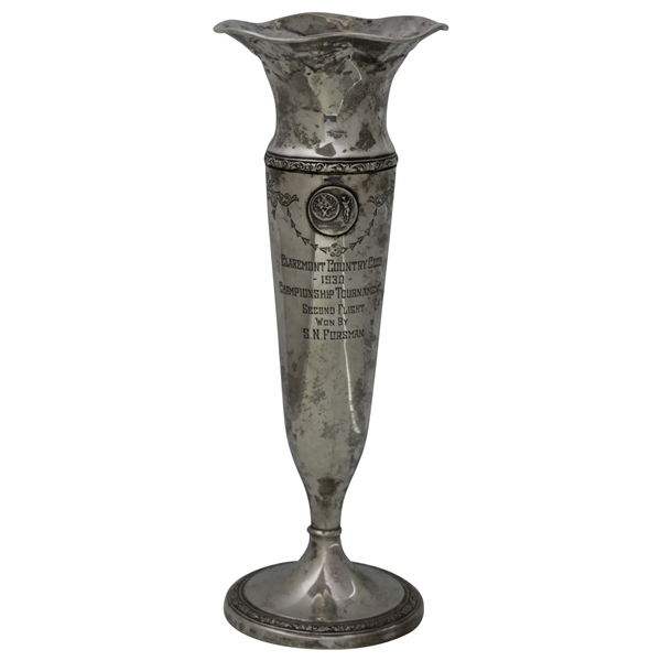 1930 Claremont Country Club Sterling Silver 12 Engraved Fluted Vase Trophy 2nd Flight Won by S.N. Forsman