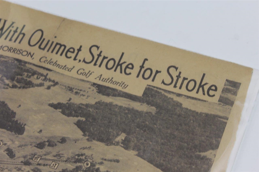 '9 Holes in 30 with Ouimet, Stroke for Stroke' 1931 US Am Newspaper Article Sheet by Alex Morrison