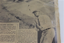 '9 Holes in 30 with Ouimet, Stroke for Stroke' 1931 US Am Newspaper Article Sheet by Alex Morrison