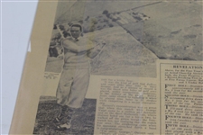 '9 Holes in 30 with Ouimet, Stroke for Stroke' 1931 US Am Newspaper Article Sheet by Alex Morrison