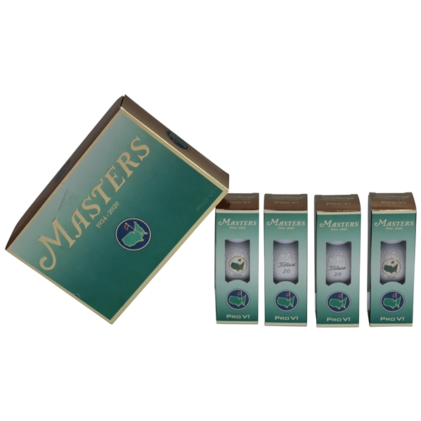 2020 Masters Tournament Berckmans Place Titleist ProV1 1934-2020 Dozen Logo Golf Balls in Original Box