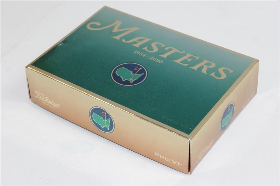 2020 Masters Tournament Berckmans Place Titleist ProV1 1934-2020 Dozen Logo Golf Balls in Original Box