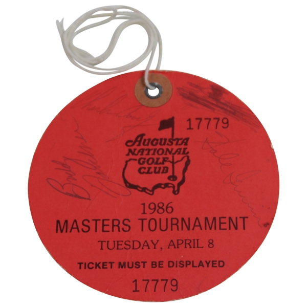 Multi-Signed 1986 Masters Tournament Tuesday Ticket #17779 JSA ALOA