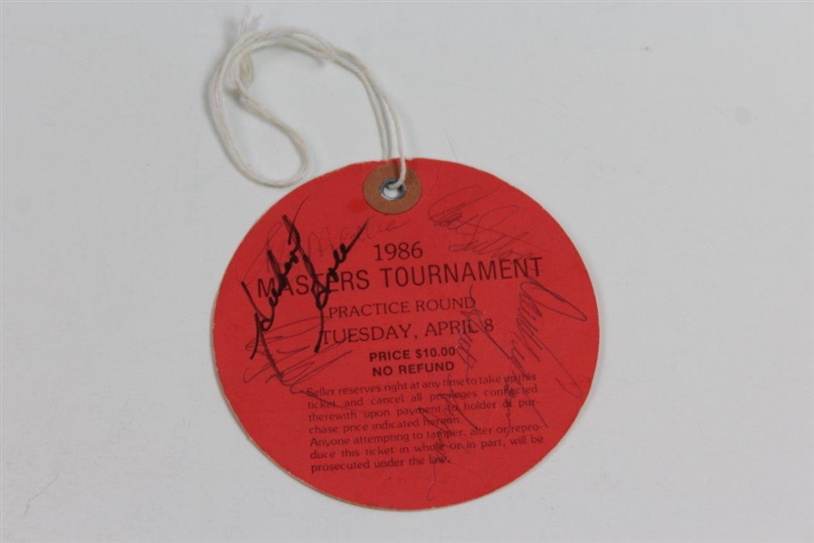 Multi-Signed 1986 Masters Tournament Tuesday Ticket #17779 JSA ALOA