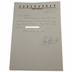 Payne Stewart Signed 1987 Letter Confirming Where MASTERS Winnings Go JSA ALOA