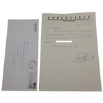 Payne Stewart Signed 1987 Letter Confirming Where MASTERS Winnings Go JSA ALOA