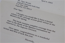2003 Letter to Tiger Woods Regarding Gifting of 2002 The Augusta Chronicle Hardbound Paper
