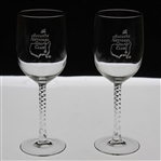 Pair of Augusta National Golf Club Logo White Wine Glasses