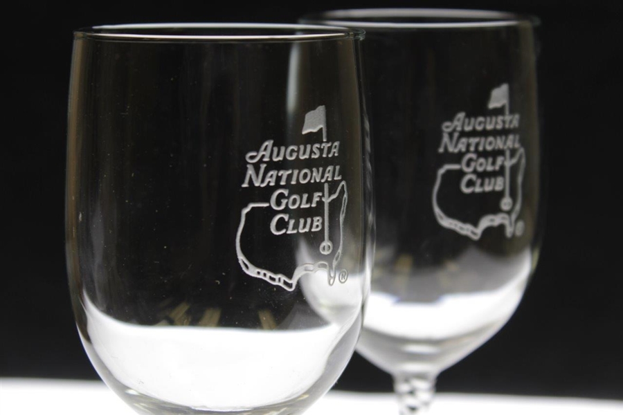 Pair of Augusta National Golf Club Logo White Wine Glasses