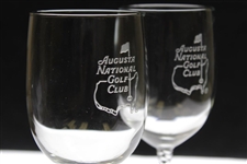 Pair of Augusta National Golf Club Logo White Wine Glasses