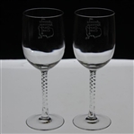 Pair of Augusta National Golf Club Logo White Wine Glasses