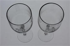 Pair of Augusta National Golf Club Logo White Wine Glasses