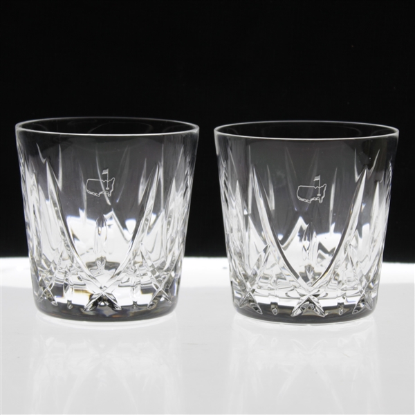 Pair of Augusta National Golf Club Map Logo Rocks Glasses