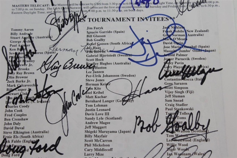 Multi-Signed 1998 'Jack Nicklaus Day' Sheet by Keiser, Watson, & 18 others JSA ALOA