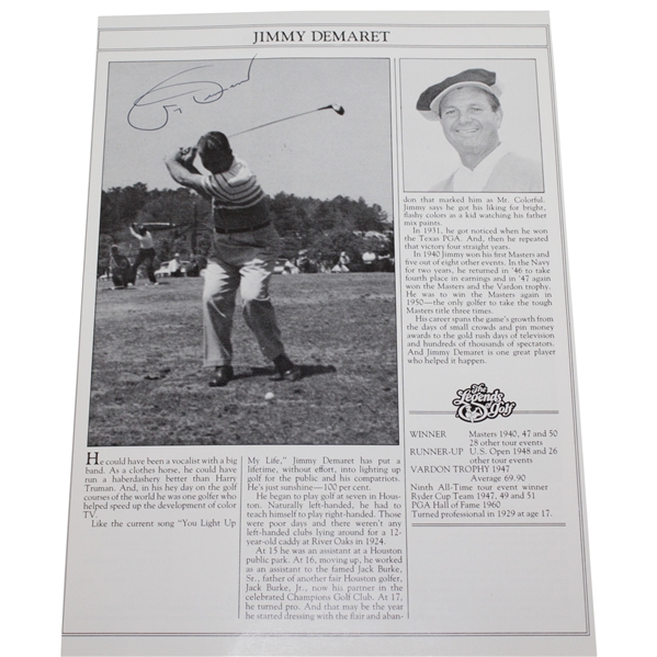 Jimmy Demaret & Roberto De Vicenzo Signed 'The Legends of Golf' Player Profile Page JSA ALOA