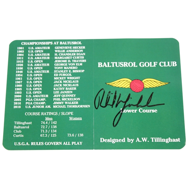 Phil Mickelson Signed Baltusrol Golf Club Scorecard - Site of 2005 PGA Champ Win JSA #HH75404