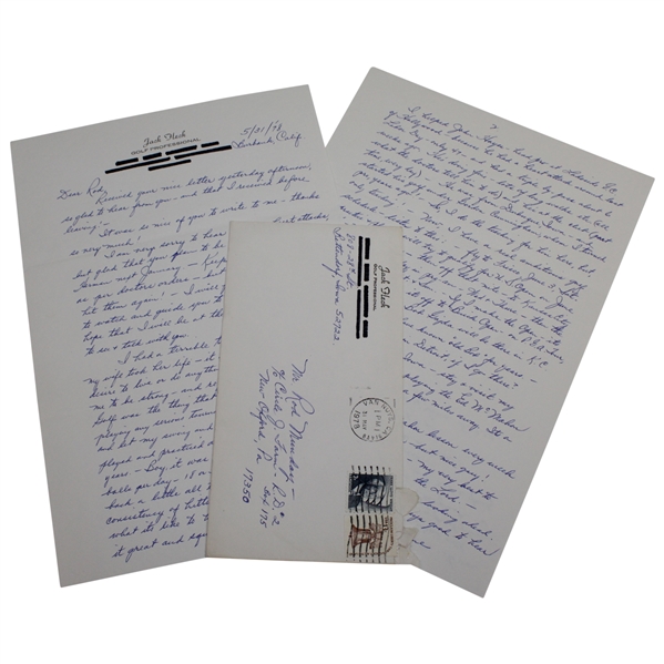 Jack Fleck Signed 1978 2pg Handwritten Letter to Rod Munday - Rod Munday Collection JSA ALOA