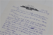 Jack Fleck Signed 1978 2pg Handwritten Letter to Rod Munday - Rod Munday Collection JSA ALOA