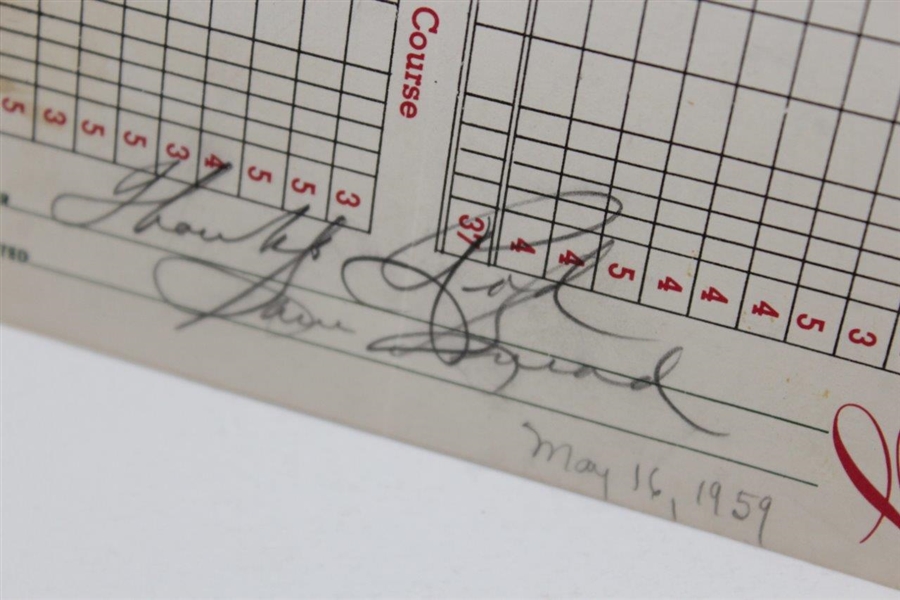 Sam Snead Signed 1959 Greenbrier Golf Scorecard to Rod Munday - Rod Munday Collection
