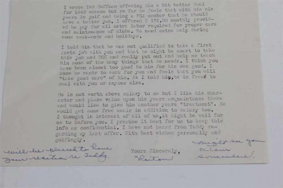 Horton Smith Signed 1948 Letter to Rod Munday - Rod Munday Collection JSA ALOA
