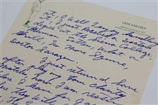Gene Sarazen Signed 1978 Handwritten Letter to Rod Munday - Rod Munday Collection JSA ALOA