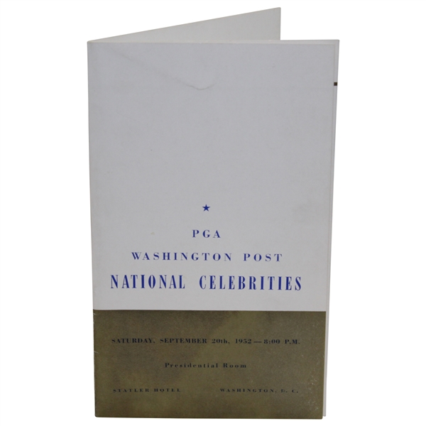 1952 PGA Washington Post National Celebrities Honor Roll Banquet - Rod Munday Collection