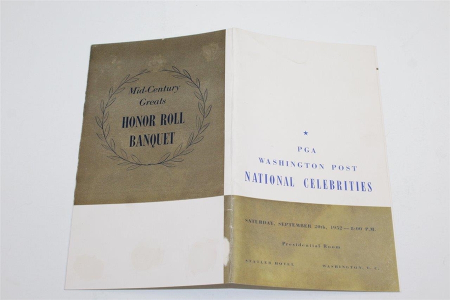 1952 PGA Washington Post National Celebrities Honor Roll Banquet - Rod Munday Collection