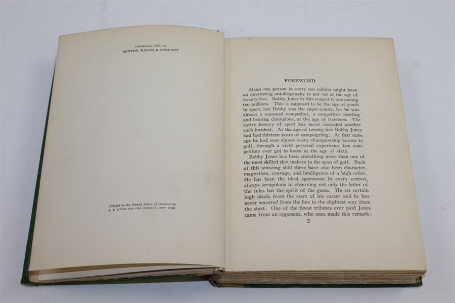 1927 'Down the Fairway' 1st Edition Book by Bobby Jones & O.B. Keeler