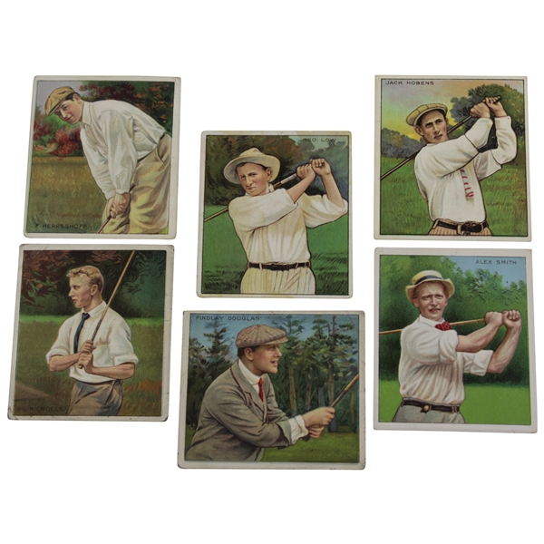 Six (6) MECCA Cigarettes Golf Cards - Douglas, Smith, Hobens, Low, Nicholls, & Reareshoff