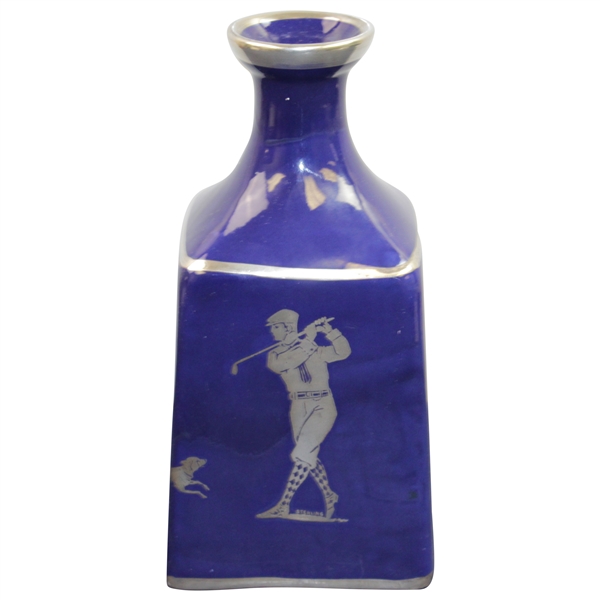 Classic Sterling Silver Overlay Blue Porcelain Decanter