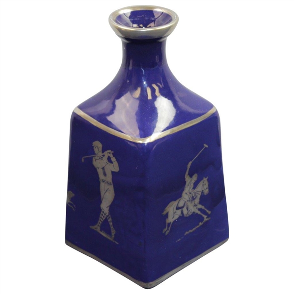 Classic Sterling Silver Overlay Blue Porcelain Decanter
