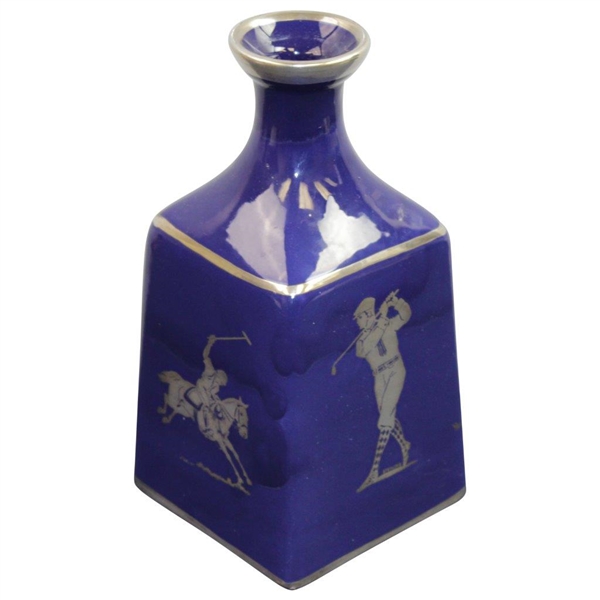 Classic Sterling Silver Overlay Blue Porcelain Decanter