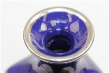 Classic Sterling Silver Overlay Blue Porcelain Decanter