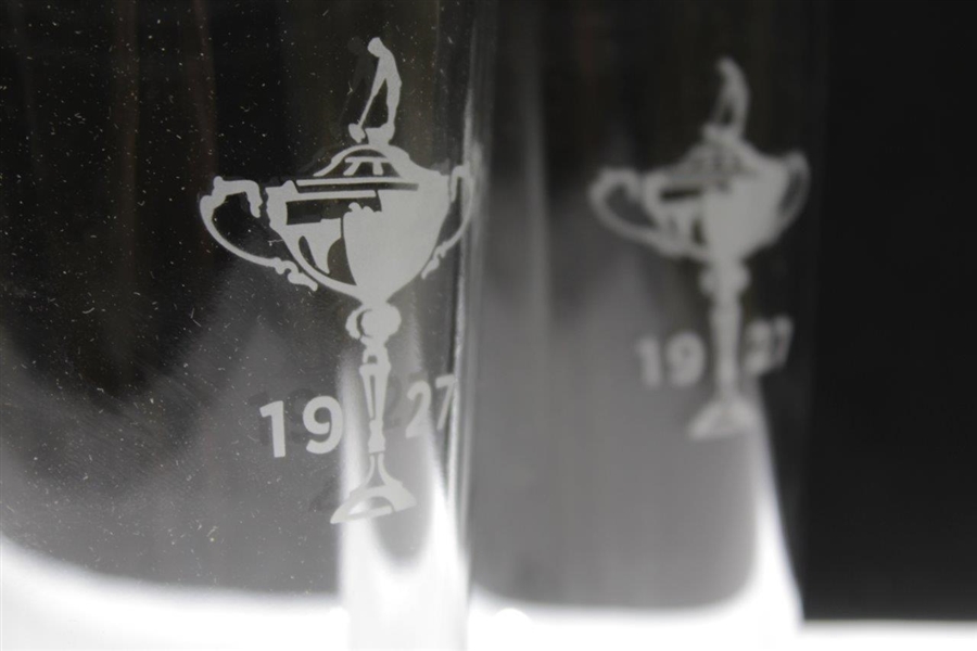 Pair of Custom Sterling Cut Glasses with '1927 Ryder Cup' Logo New in Box