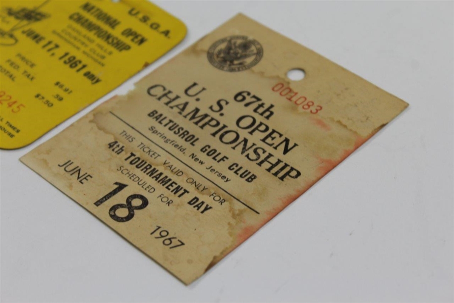 1961, 1963, & 1967 (Nicklaus Win) US Open Championship Tickets - Various Conditions