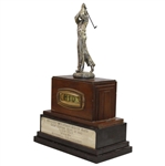 1940 Chicago Wholesale Liquor Assn. Golf Low Net Clock Trophy on Plinth - Unique