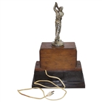 1940 Chicago Wholesale Liquor Assn. Golf Low Net Clock Trophy on Plinth - Unique