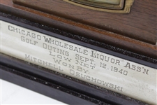1940 Chicago Wholesale Liquor Assn. Golf Low Net Clock Trophy on Plinth - Unique